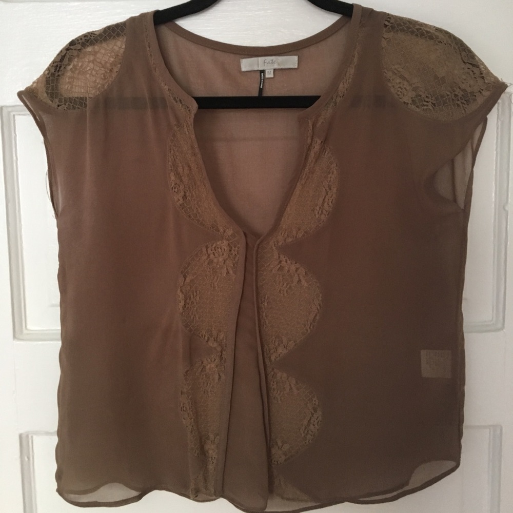 Cropped Blouse with Lace Detail